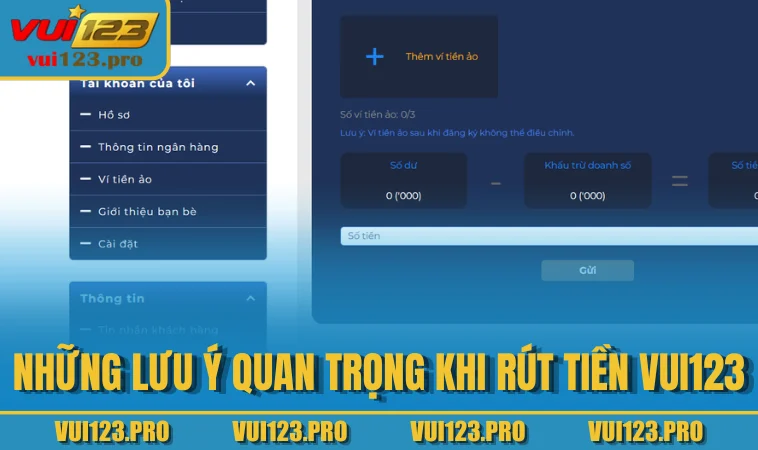 Những lưu ý quan trọng khi rút tiền VUI123